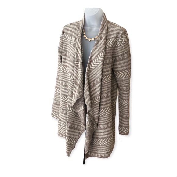 LUCKY BRAND Aztec Drape Front Open Cardigan Sweater M - Picture 2 of 12